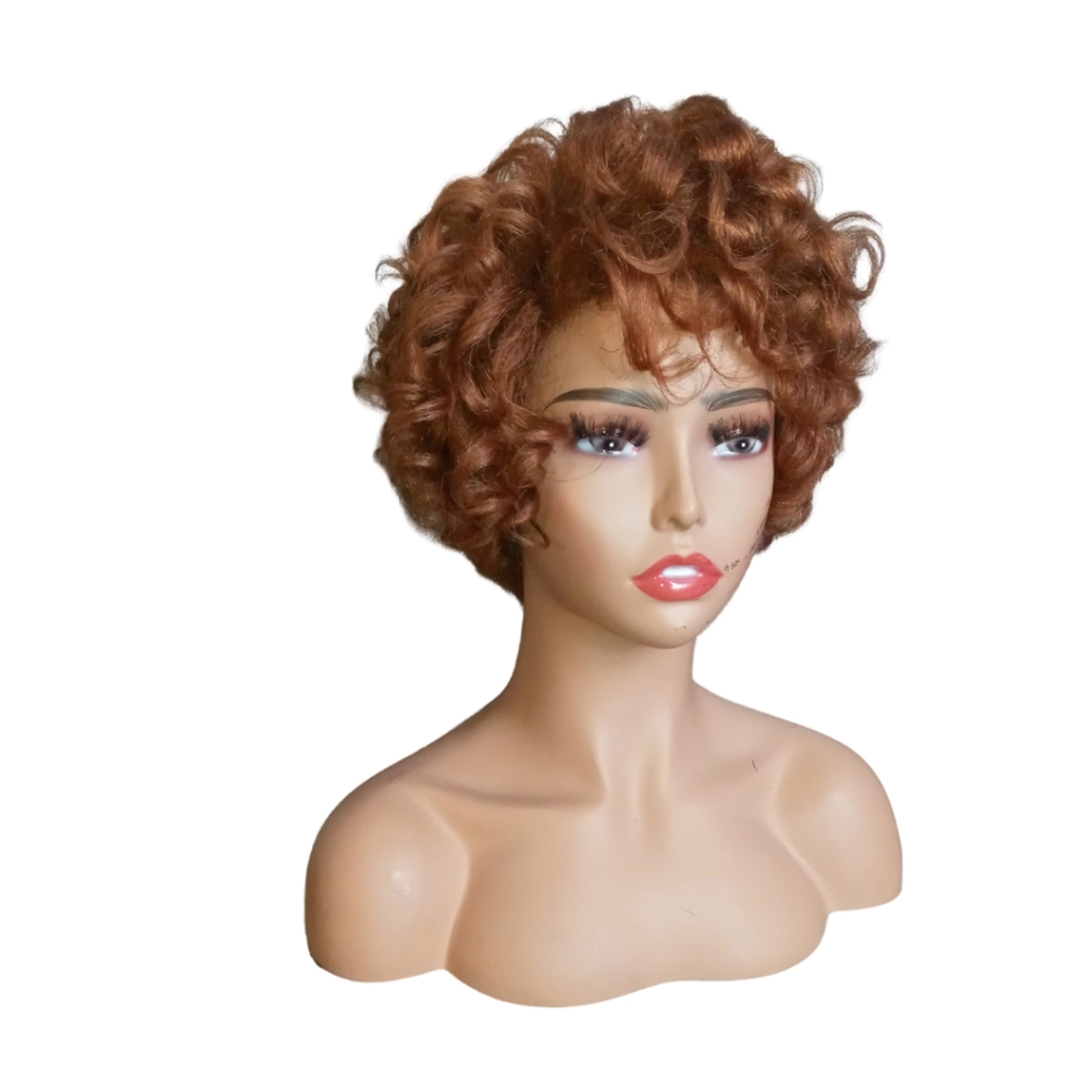 Ginger Snap | Redish Brown Curly Bob Human Hair Wig, wigs | via Instant Detailz